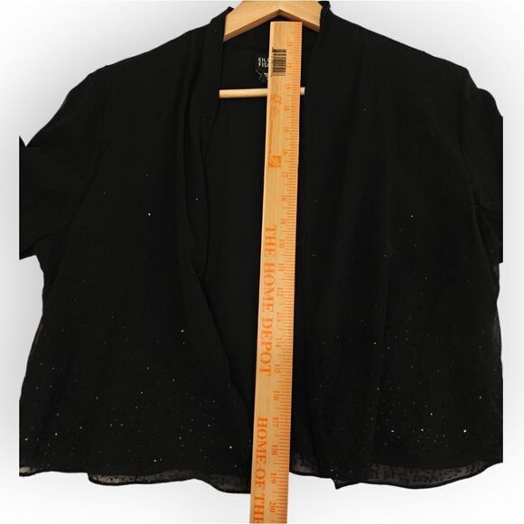 Eileen Fisher 100% Silk Sequins Black Cape open front size M - Picture 4 of 7